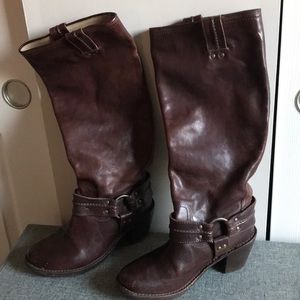 Frye Brown Carmen Harness Tall Boots